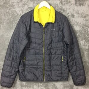 Eddie Bauer Jacket Mens S Full Zip Reversible Grey Down Hiking Lightweight